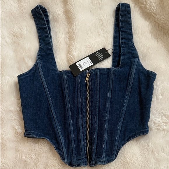 Fashion Nova Tops - Denim Corset Top
